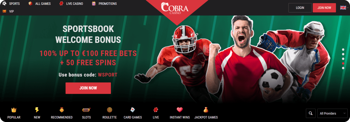 Cobra Casino Sports Welcome Bonus