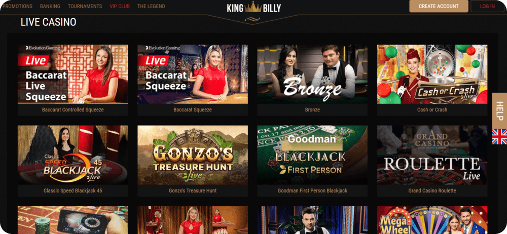 King Billy Live Casino