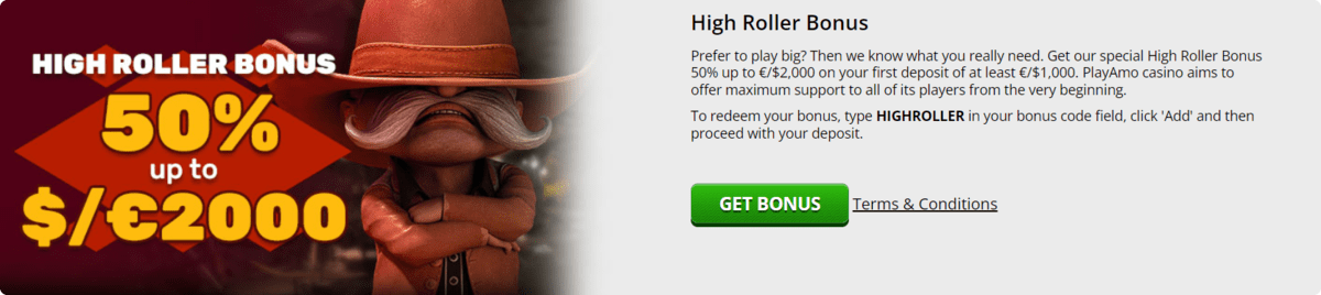 PlayAmo highroller bonus
