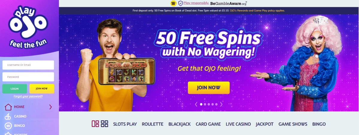 Playojo 50 free spins no wagering