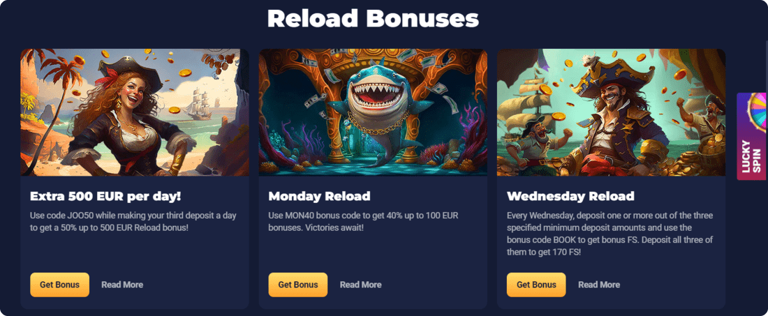 joo Casino reload bonuses